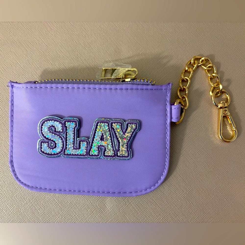 Purple Card/CoinPurse with Gold Chain